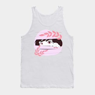 a shy girl looking throw you Tank Top